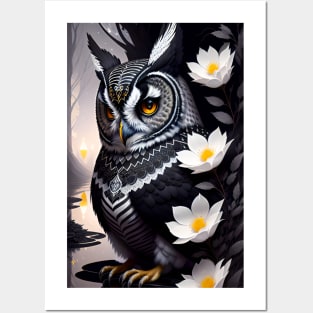 Black Wise Owl Posters and Art